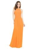Orange A-Line Halter Sleeveless Long Bridesmaid Dress Robyn