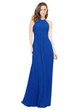 Royal Blue A-Line Halter Sleeveless Long Bridesmaid Dress Robyn