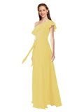 Daffodil A-Line One Shoulder Sleeveless Long Bridesmaid Dress Kyrene