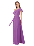 Dahlia A-Line One Shoulder Sleeveless Long Bridesmaid Dress Kyrene