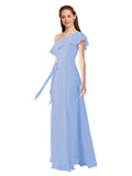 Lavender A-Line One Shoulder Sleeveless Long Bridesmaid Dress Kyrene