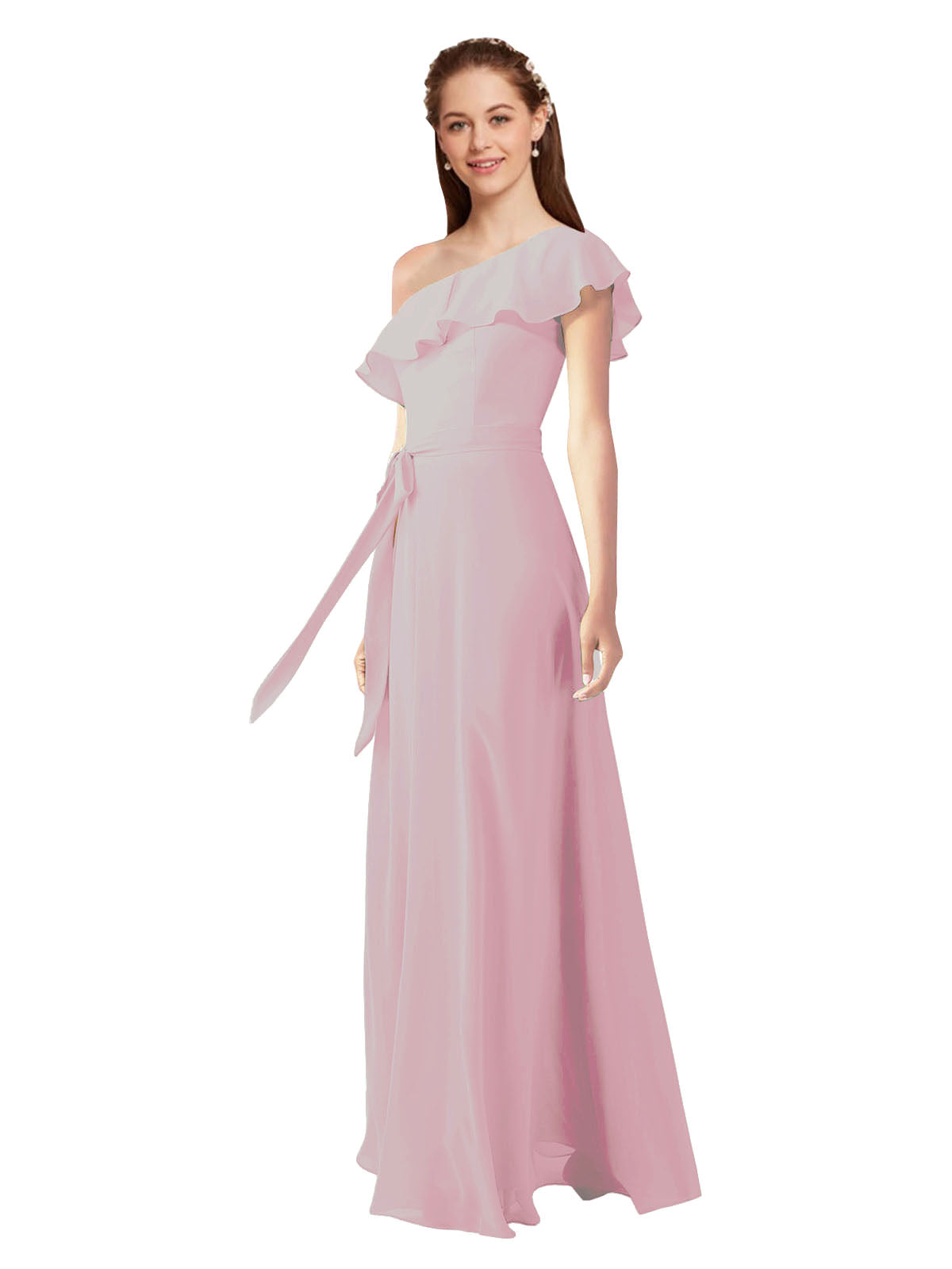 Primrose A-Line One Shoulder Sleeveless Long Bridesmaid Dress Kyrene