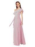 Primrose A-Line One Shoulder Sleeveless Long Bridesmaid Dress Kyrene