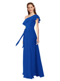 Royal Blue A-Line One Shoulder Sleeveless Long Bridesmaid Dress Kyrene