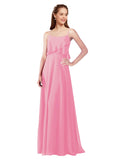 Hot Pink A-Line Spaghetti Straps Sleeveless Long Bridesmaid Dress Catie