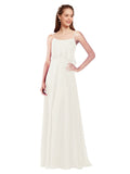 Ivory A-Line Spaghetti Straps Sleeveless Long Bridesmaid Dress Catie