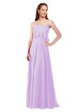 Lilac A-Line Spaghetti Straps Sleeveless Long Bridesmaid Dress Catie