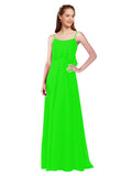 Lime Green A-Line Spaghetti Straps Sleeveless Long Bridesmaid Dress Catie