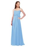 Periwinkle A-Line Spaghetti Straps Sleeveless Long Bridesmaid Dress Catie