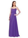 Purple A-Line Spaghetti Straps Sleeveless Long Bridesmaid Dress Catie