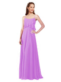 Violet A-Line Spaghetti Straps Sleeveless Long Bridesmaid Dress Catie