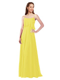 Yellow A-Line Spaghetti Straps Sleeveless Long Bridesmaid Dress Catie