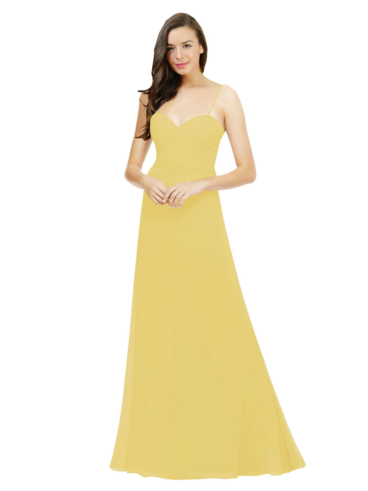Daffodil A-Line Spaghetti Straps Sweetheart Sleeveless Long Bridesmaid Dress Valarie