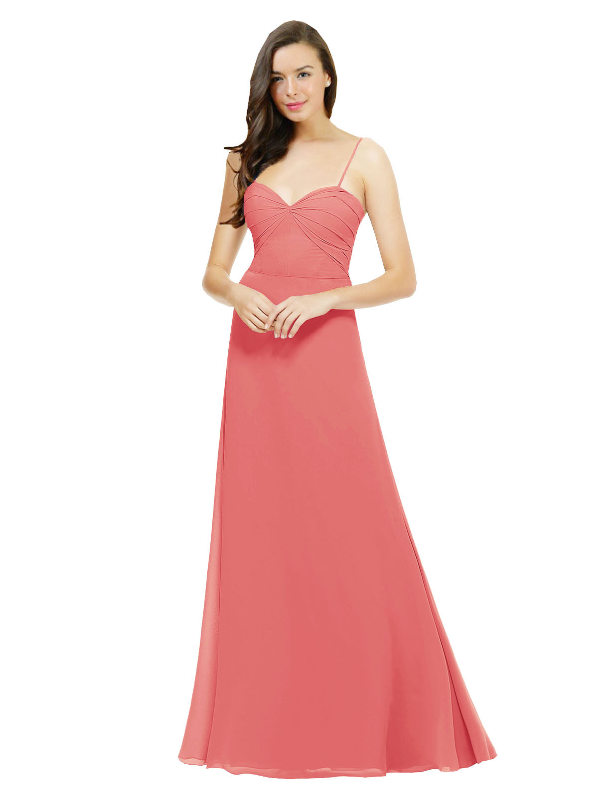 Desert Rose A-Line Spaghetti Straps Sweetheart Sleeveless Long Bridesmaid Dress Valarie