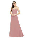 Dusty Pink A-Line Spaghetti Straps Sweetheart Sleeveless Long Bridesmaid Dress Valarie