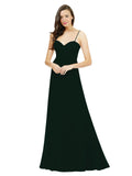 Ever Green A-Line Spaghetti Straps Sweetheart Sleeveless Long Bridesmaid Dress Valarie