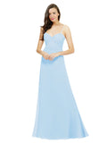 Light Sky Blue A-Line Spaghetti Straps Sweetheart Sleeveless Long Bridesmaid Dress Valarie