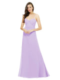 Lilac A-Line Spaghetti Straps Sweetheart Sleeveless Long Bridesmaid Dress Valarie