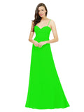 Lime Green A-Line Spaghetti Straps Sweetheart Sleeveless Long Bridesmaid Dress Valarie