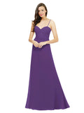 Plum Purple A-Line Spaghetti Straps Sweetheart Sleeveless Long Bridesmaid Dress Valarie