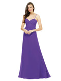 Purple A-Line Spaghetti Straps Sweetheart Sleeveless Long Bridesmaid Dress Valarie