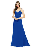 Royal Blue A-Line Spaghetti Straps Sweetheart Sleeveless Long Bridesmaid Dress Valarie