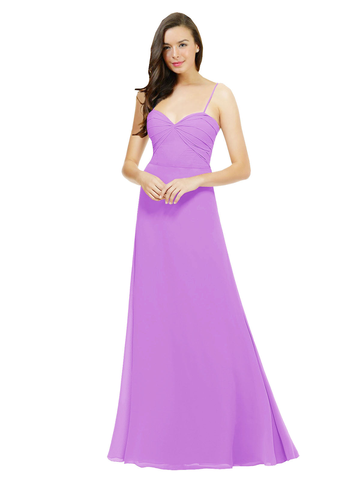 Violet A-Line Spaghetti Straps Sweetheart Sleeveless Long Bridesmaid Dress Valarie