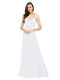 White A-Line Spaghetti Straps Sweetheart Sleeveless Long Bridesmaid Dress Valarie