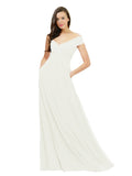 Ivory A-Line Off the Shoulder Sleeveless Long Bridesmaid Dress Jonila