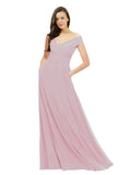 Primrose A-Line Off the Shoulder Sleeveless Long Bridesmaid Dress Jonila