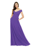 Purple A-Line Off the Shoulder Sleeveless Long Bridesmaid Dress Jonila
