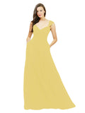 Daffodil A-Line Sweetheart V-Neck Sleeveless Long Bridesmaid Dress Gary