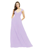Lilac A-Line Sweetheart V-Neck Sleeveless Long Bridesmaid Dress Gary