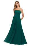 Hunter A-Line Spaghetti Straps, Square Sleeveless Long Bridesmaid Dress Dallas