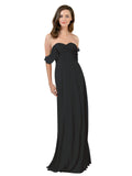 Black A-Line Strapless Sweetheart Off the Shoulder Long Bridesmaid Dress Jamila