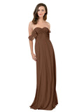 Brown A-Line Strapless Sweetheart Off the Shoulder Long Bridesmaid Dress Jamila