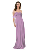 Dark Lavender A-Line Strapless Sweetheart Off the Shoulder Long Bridesmaid Dress Jamila