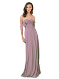 Dusty Rose A-Line Strapless Sweetheart Off the Shoulder Long Bridesmaid Dress Jamila