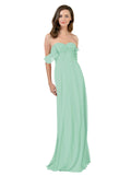 Mint Green A-Line Strapless Sweetheart Off the Shoulder Long Bridesmaid Dress Jamila