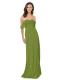 Olive Green A-Line Strapless Sweetheart Off the Shoulder Long Bridesmaid Dress Jamila