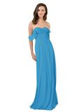 Peacock Blue A-Line Strapless Sweetheart Off the Shoulder Long Bridesmaid Dress Jamila