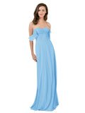 Periwinkle A-Line Strapless Sweetheart Off the Shoulder Long Bridesmaid Dress Jamila