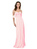 Pink A-Line Strapless Sweetheart Off the Shoulder Long Bridesmaid Dress Jamila