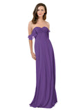 Plum Purple A-Line Strapless Sweetheart Off the Shoulder Long Bridesmaid Dress Jamila