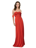 RightBrides Jamila Red A-Line Strapless Sweetheart Off the Shoulder Long Bridesmaid Dress