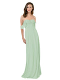 Sage A-Line Strapless Sweetheart Off the Shoulder Long Bridesmaid Dress Jamila