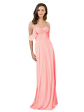 Salmon A-Line Strapless Sweetheart Off the Shoulder Long Bridesmaid Dress Jamila
