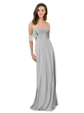 Silver A-Line Strapless Sweetheart Off the Shoulder Long Bridesmaid Dress Jamila