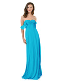 Turquoise A-Line Strapless Sweetheart Off the Shoulder Long Bridesmaid Dress Jamila