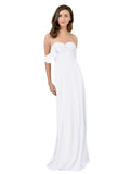 White A-Line Strapless Sweetheart Off the Shoulder Long Bridesmaid Dress Jamila